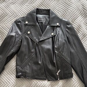 Guess Black Textured Leather Jacket